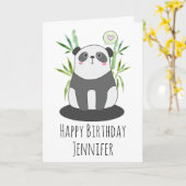 Cute Black & White Panda in Bamboo Birthday Kaart (Gele Bloem)