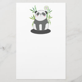 Cute Black & White Panda in Bamboo Briefpapier