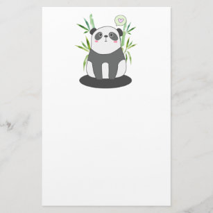 Cute Black & White Panda in Bamboo Briefpapier