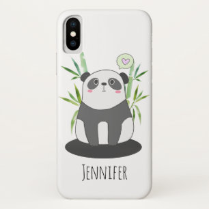 Cute Black & White Panda in Bamboo Case-Mate iPhone Case