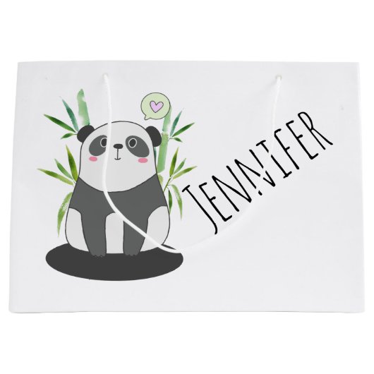 Cute Black & White Panda in Bamboo Groot Cadeauzakje (Voorkant)
