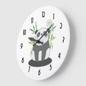 Cute Black & White Panda in Bamboo Grote Klok (Hoek)