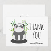 Cute Black & White Panda in Bamboo Hartelijk dank Bedankkaart (Voorkant / Achterkant)