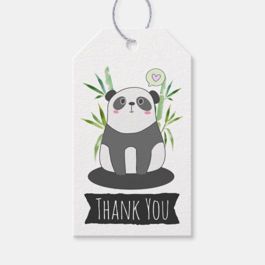 Cute Black & White Panda in Bamboo Hartelijk dank Cadeaulabel (Voorkant)