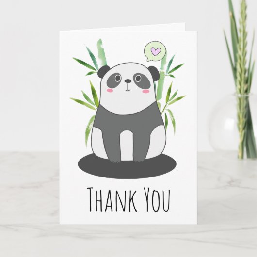 Cute Black & White Panda in Bamboo Hartelijk dank Kaart (Voorkant)