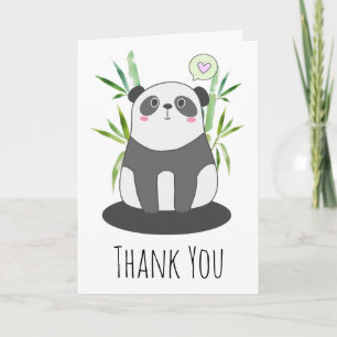 Cute Black & White Panda in Bamboo Hartelijk dank Kaart