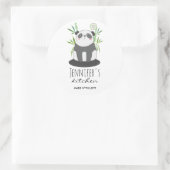 Cute Black & White Panda in Bamboo Kitchen Ronde Sticker (Tas)