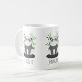Cute Black & White Panda in Bamboo Koffiemok (Voorkant links)