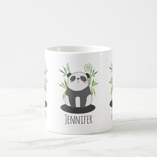 Cute Black & White Panda in Bamboo Koffiemok (Center)