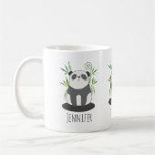 Cute Black & White Panda in Bamboo Koffiemok (Links)