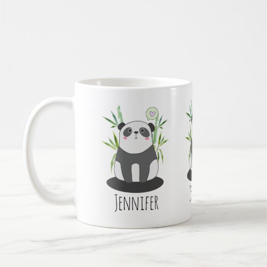 Cute Black & White Panda in Bamboo Koffiemok (Links)