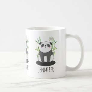 Cute Black & White Panda in Bamboo Koffiemok