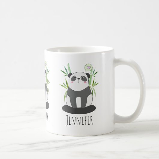 Cute Black & White Panda in Bamboo Koffiemok (Rechts)
