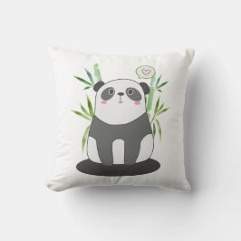 Cute Black & White Panda in Bamboo Kussen