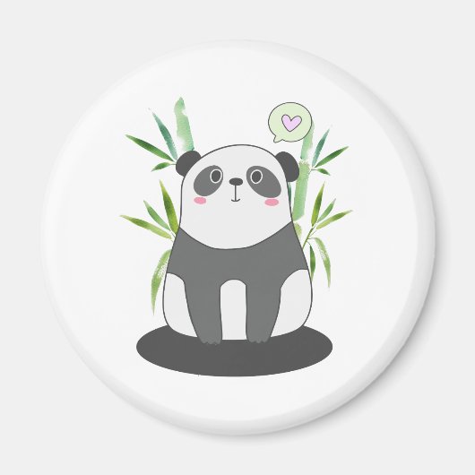 Cute Black & White Panda in Bamboo Magneet (Voorkant)