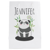 Cute Black & White Panda in Bamboo Medium Cadeauzakje (Achterkant)