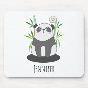 Cute Black & White Panda in Bamboo Muismat