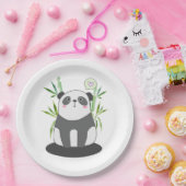 Cute Black & White Panda in Bamboo Papieren Bordje (Feest)