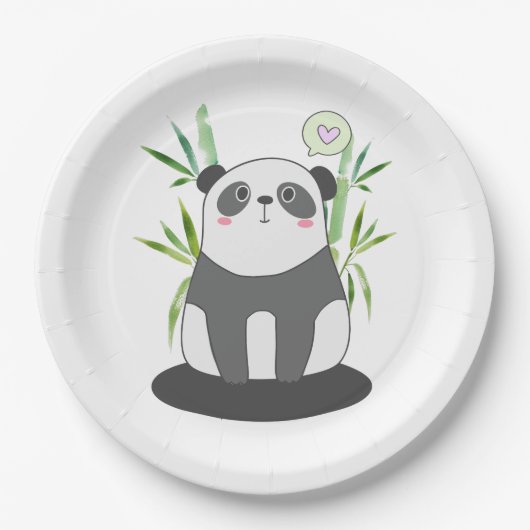 Cute Black & White Panda in Bamboo Papieren Bordje (Voorkant)