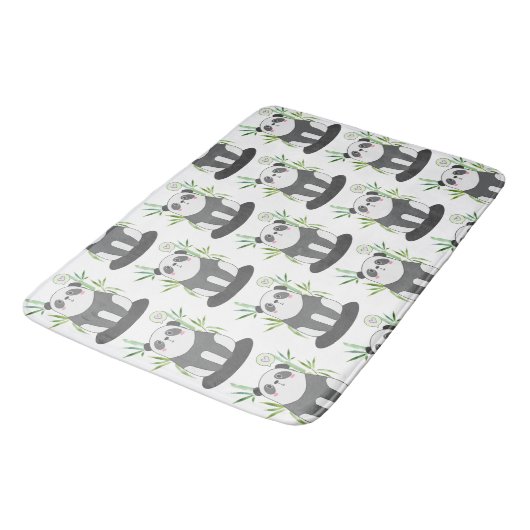 Cute Black & White Panda in Bamboo Pattern Badmat (Gekanteld)