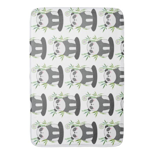 Cute Black & White Panda in Bamboo Pattern Badmat (Voorkant Verticaal)