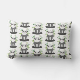 Cute Black & White Panda in Bamboo Pattern Kussen
