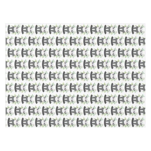 Cute Black & White Panda in Bamboo Pattern Tafelkleed (Voorkant (Horizontaal))