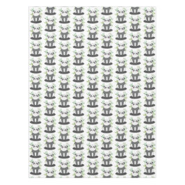 Cute Black & White Panda in Bamboo Pattern Tafelkleed