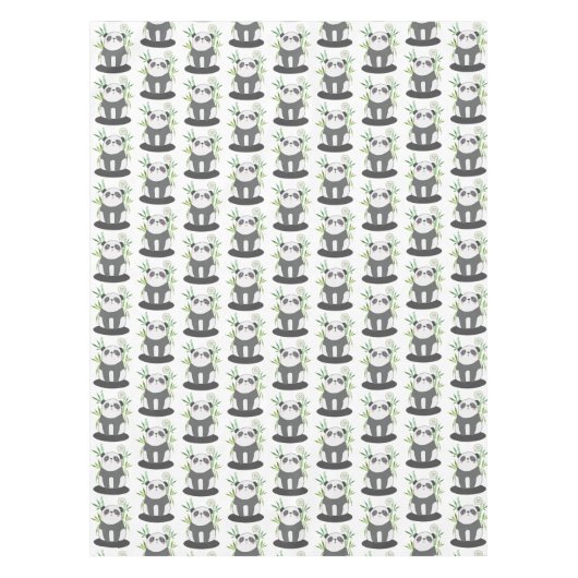 Cute Black & White Panda in Bamboo Pattern Tafelkleed (Voorkant)