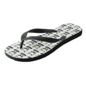 Cute Black & White Panda in Bamboo Pattern Teenslippers (Schuin)