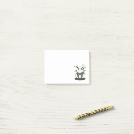 Cute Black & White Panda in Bamboo Post-it® Notes (Op bureau)