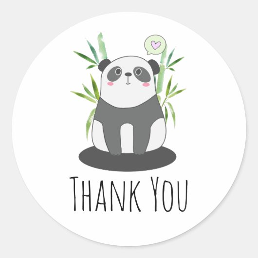 Cute Black & White Panda in Bamboo Ronde Sticker (Voorkant)