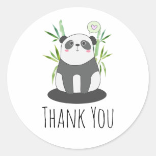 Cute Black & White Panda in Bamboo Ronde Sticker