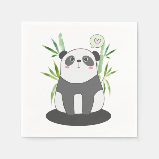Cute Black & White Panda in Bamboo Servet (Voorkant)