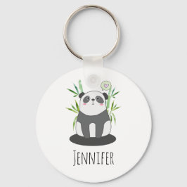 Cute Black & White Panda in Bamboo Sleutelhanger