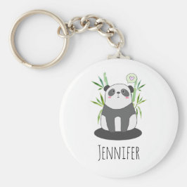 Cute Black & White Panda in Bamboo Sleutelhanger