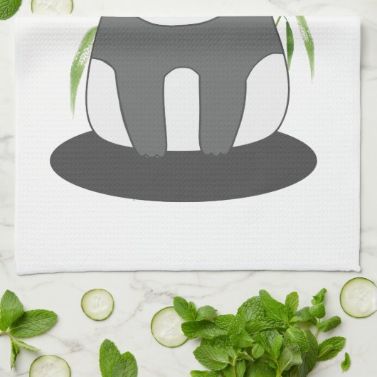 Cute Black & White Panda in Bamboo Theedoek (Gevouwen)