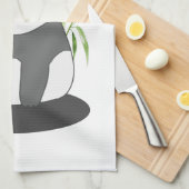 Cute Black & White Panda in Bamboo Theedoek (Quarter Fold)