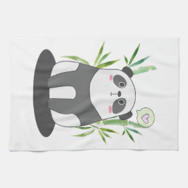 Cute Black & White Panda in Bamboo Theedoek