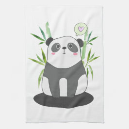 Cute Black & White Panda in Bamboo Theedoek