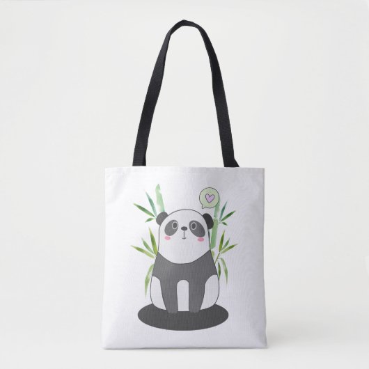 Cute Black & White Panda in Bamboo Tote Bag (Voorkant)
