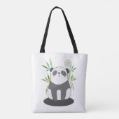 Cute Black & White Panda in Bamboo Tote Bag (Achterkant)