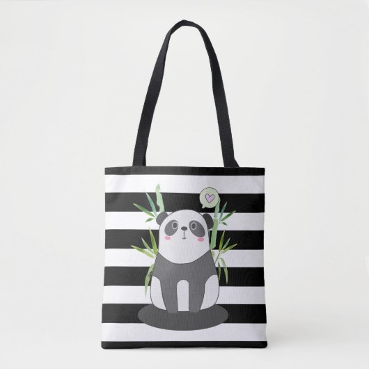 Cute Black & White Panda in Bamboo Tote Bag (Voorkant)