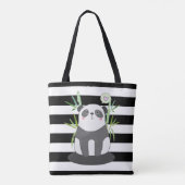 Cute Black & White Panda in Bamboo Tote Bag (Achterkant)