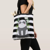 Cute Black & White Panda in Bamboo Tote Bag (Dichtbij)