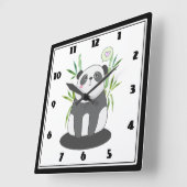Cute Black & White Panda in Bamboo Vierkante Klok (Hoek)