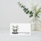 Cute Black & White Panda in Bamboo Visitekaartje (Staand voorkant)