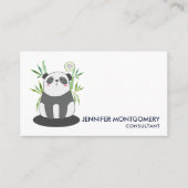 Cute Black & White Panda in Bamboo Visitekaartje (Voorkant)