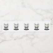 Cute Black & White Panda in Bamboo Waterfles Etiket (Enkel label)