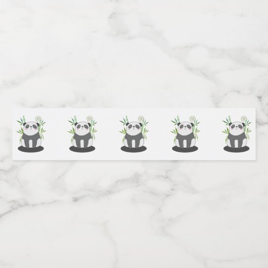 Cute Black & White Panda in Bamboo Waterfles Etiket (Enkel label)